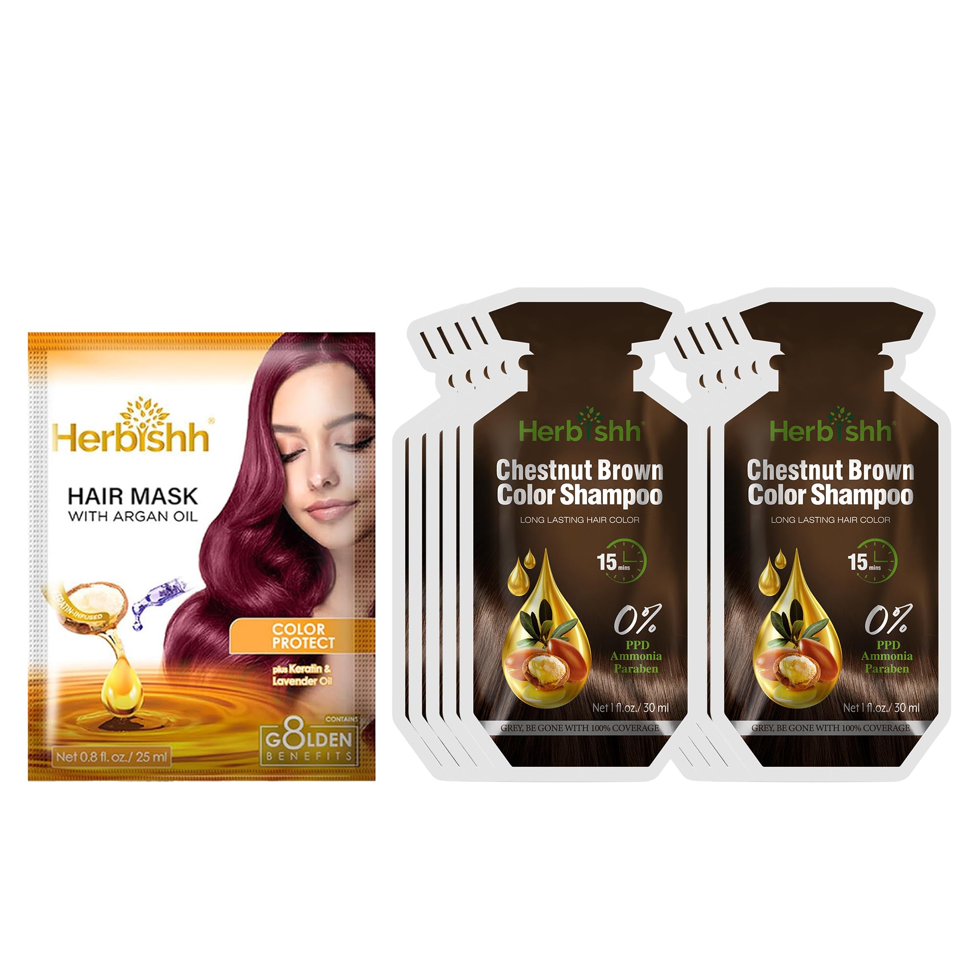 Amazon.com : Herbishh Hair Color Shampoo 10 Sachet +1 Argan Hair